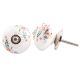 White Floral Leafy Painted Knob